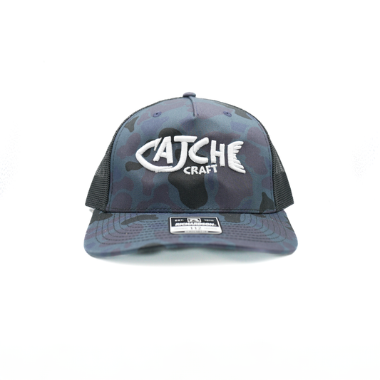 Blue Camo White Logo Hat